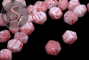 4 Stk. weiß/rote Millefiori Glas Perlen ~16mm-20