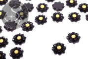 4 Stk. schwarze Blumen Cabochons 18mm-20