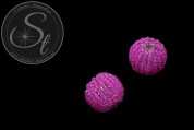 2 Stk. mit pinken Glas Seed Beads handumwobene Perlen 18mm-20