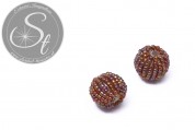 2 Stk. mit braunen Glas Seed Beads handumwobene Perlen 18mm-20