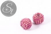 2 Stk. mit altrosa Glas Seed Beads handumwobene Perlen 18mm-20