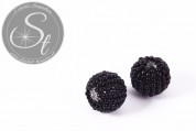 2 Stk. mit schwarzen Glas Seed Beads handumwobene Perlen 18mm-20