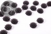 4 Stk. schwarze Blumen Cabochons frosted 15mm-20